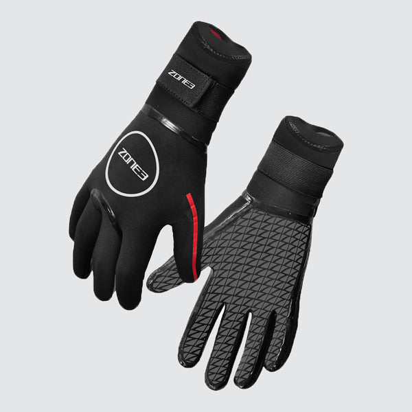 Zone3 Heat-Tech Swim Gloves – Black / Silver / Red