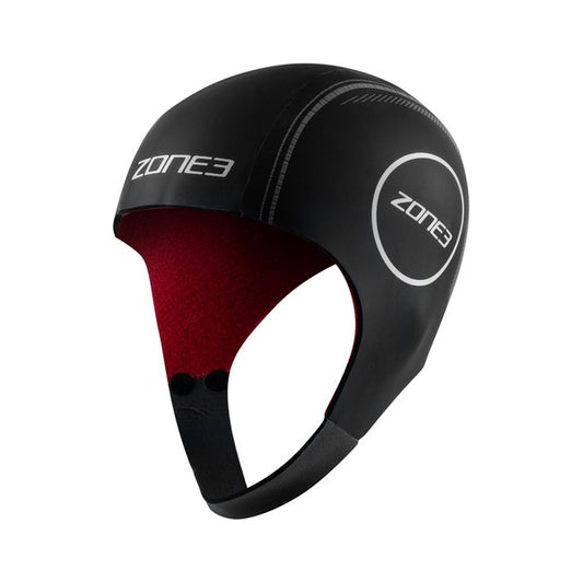 Zone3 Heat-Tech Swim Cap – Black / Silver / Red