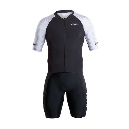Zone3 Men's Lava Long Distance Short Sleeve Trisuit – Black / White