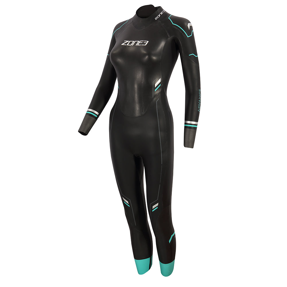 Zone3 Women's Advance Wetsuit – Black / Teal / Silver