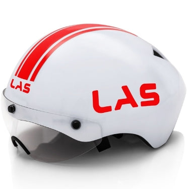 LAS TT Crono helmet with visor, white/red, one size (55–61 cm)