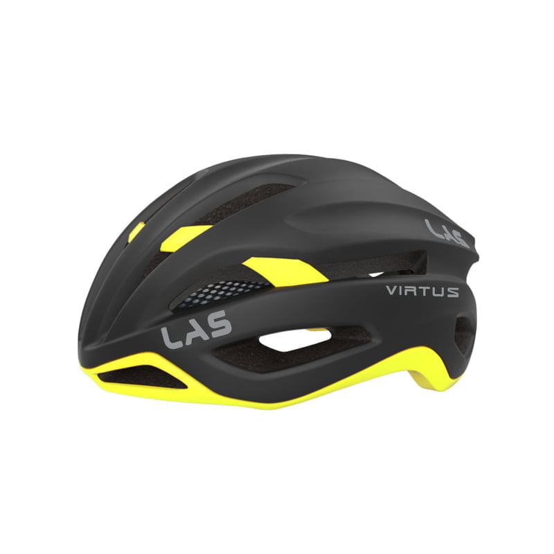 LAS Virtus matte black and yellow helmet